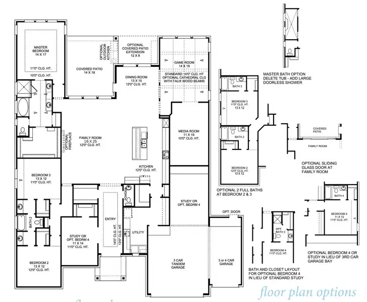 2D floor plan layout for the Raleigh 3530.3 by J. Patrick Homes in Jubilee 80′ Lots, Hockley, TX (Image 3).