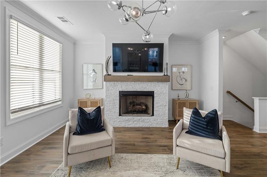 Furnished interior view inside a new home in Brackley Townhomes, Cumming (Image 55). Furnished interior view inside a new home in Brackley Townhomes, Cumming (Image 55).