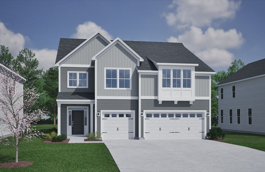 Front exterior of a new home in Cottages at Lake Emory, Inman, SC, highlighting curb appeal (Image 1). Front exterior of a new home in Cottages at Lake Emory, Inman, SC, highlighting curb appeal (Image 1).