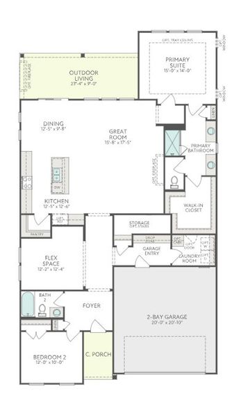 2D floor plan layout for the Longleaf Way by Tri Pointe Homes in The Pines Collection at Serenity, Fuquay Varina, NC (Image 3).