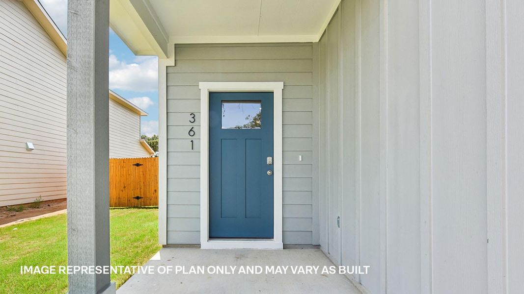 Representative exterior details of a home built from the The Lyndon by D.R. Horton in Valverde, Bastrop (Image 3).