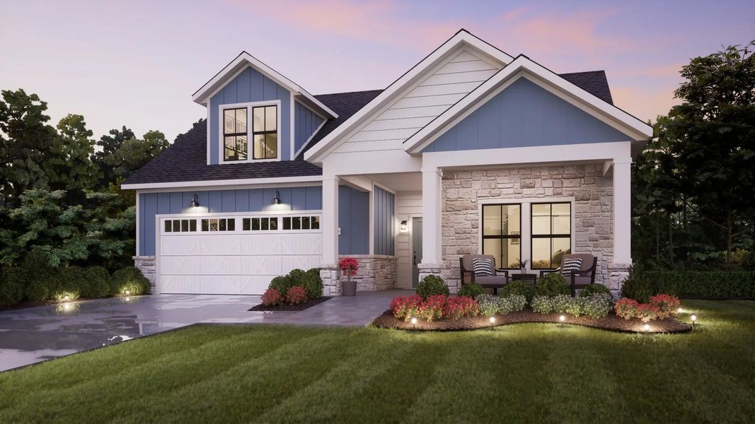 Representative exterior photo of a completed home built from the Portico by Epcon Communities in The Courtyards at Holly Springs, Canton, GA (Image 30). Representative exterior photo of a completed home built from the Portico by Epcon Communities in The Courtyards at Holly Springs, Canton, GA (Image 30).