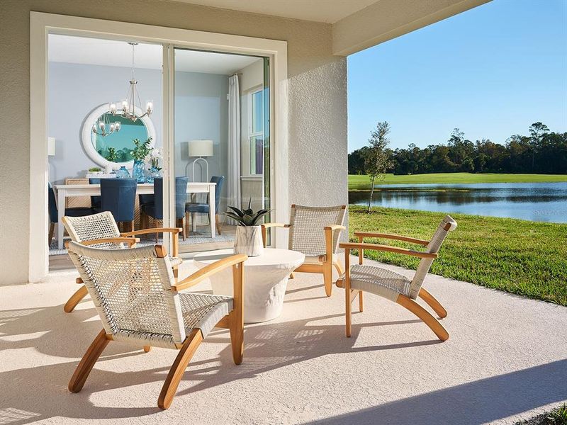 Exterior details and patio area of a home in Legends Preserve - Signature Series, Daytona Beach (Image 2). Exterior details and patio area of a home in Legends Preserve - Signature Series, Daytona Beach (Image 2).