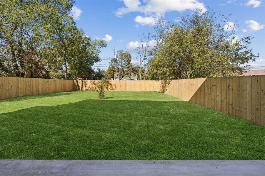 View of fenced backyard
