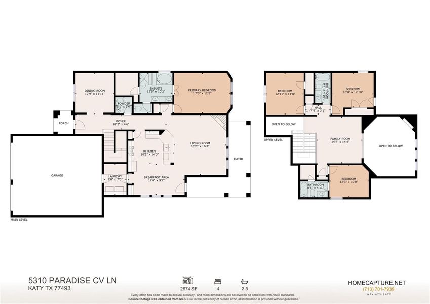 2D floor plan layout of this home in Sunterra 60ft, Katy, TX (Image 4).