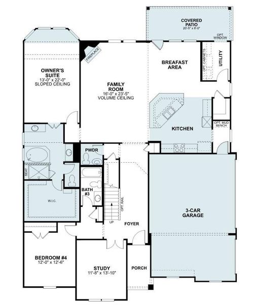 2D floor plan layout of this home in Sorella, Tomball, TX (Image 4).