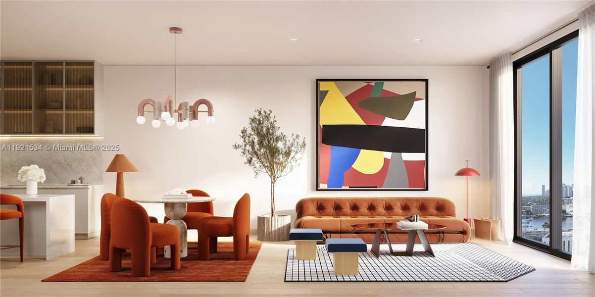 Furnished interior view inside a new home in , Hallandale Beach (Image 1).