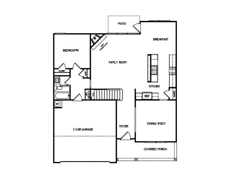 2D floor plan layout of this home in Sutton's Landing, Statham, GA (Image 2).