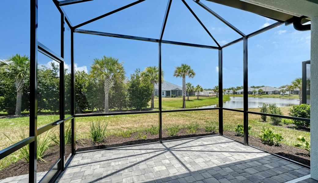 Exterior details and patio area of a home in Windward Real Estate and Homes for Sale in Sarasota, FL - Neal Communities, Lakewood Ranch (Image 2).