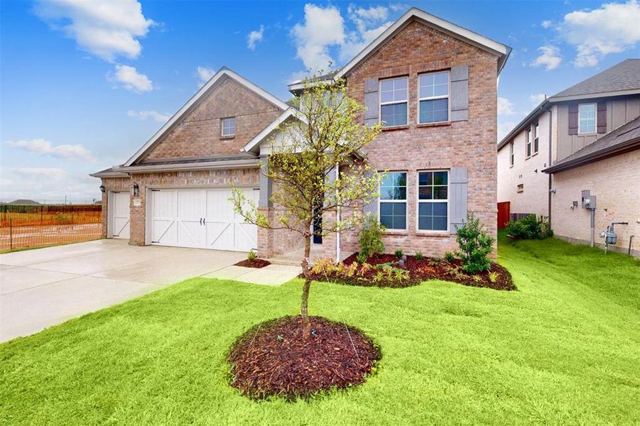 Front exterior of a new home in Lilybrooke at Legacy Hills, Celina, TX, highlighting curb appeal (Image 2). Front exterior of a new home in Lilybrooke at Legacy Hills, Celina, TX, highlighting curb appeal (Image 2).