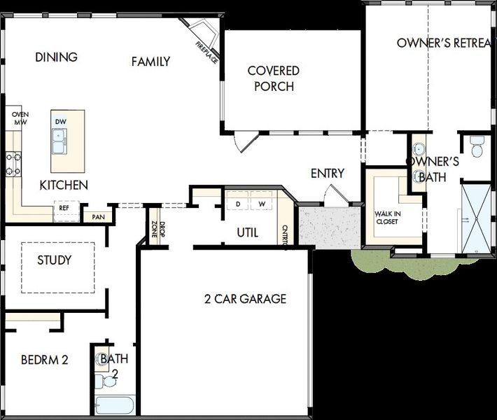 2D floor plan layout of this home in Elements at Viridian - Garden Series, Arlington, TX (Image 5). 2D floor plan layout of this home in Elements at Viridian - Garden Series, Arlington, TX (Image 5).