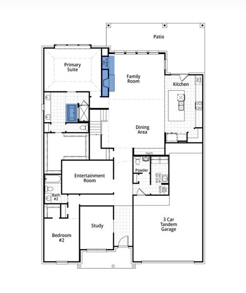 2D floor plan layout for the Foxleigh Plan by Highland Homes in Mosaic: Artisan Series - 60ft Lots, Prosper, TX (Image 23). 2D floor plan layout for the Foxleigh Plan by Highland Homes in Mosaic: Artisan Series - 60ft Lots, Prosper, TX (Image 23).