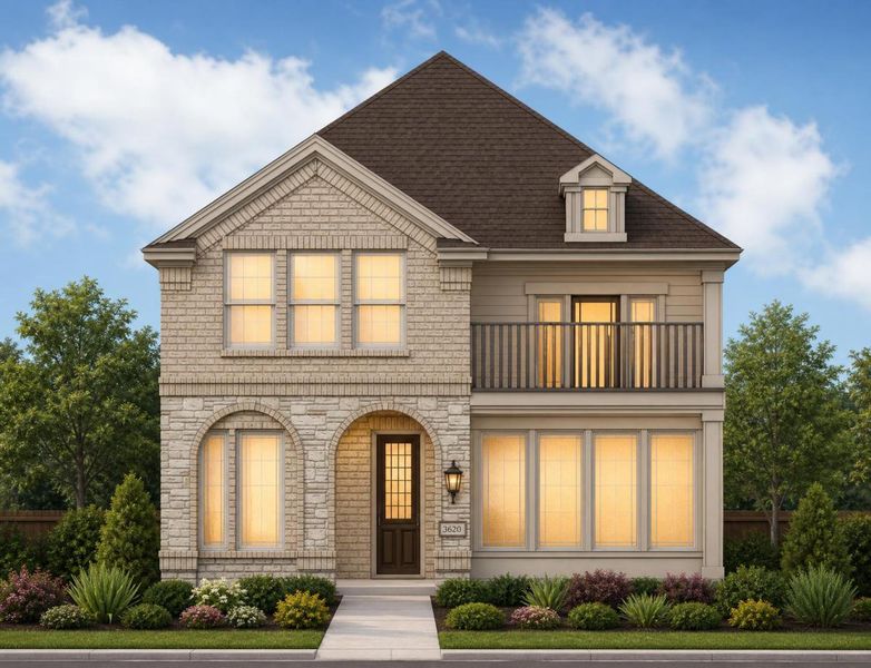 Representative exterior photo of a completed home built from the Royal Bradford by Grand Homes in Trails at Cottonwood Creek, Rowlett, TX (Image 25). Representative exterior photo of a completed home built from the Royal Bradford by Grand Homes in Trails at Cottonwood Creek, Rowlett, TX (Image 25).