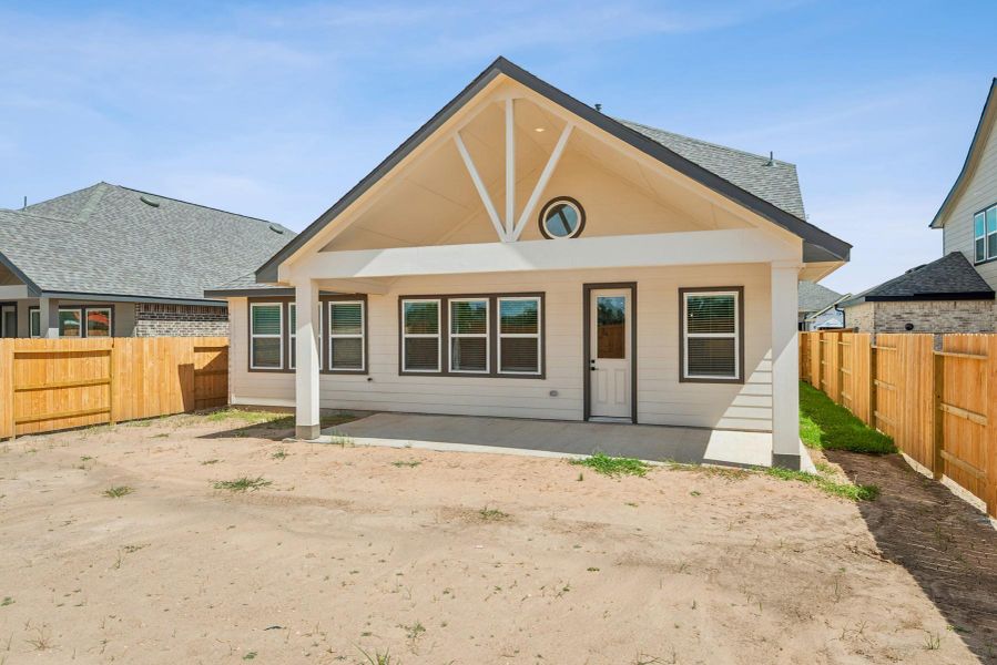 Exterior details and patio area of a home in Harvest Pointe, Needville (Image 3). Exterior details and patio area of a home in Harvest Pointe, Needville (Image 3).