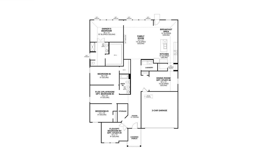 2D floor plan layout of this home in The Preserve, Justin, TX (Image 3).