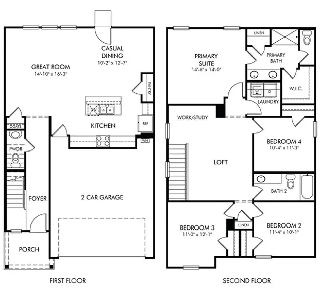2D floor plan layout of this home in Pleasant Brook, Greenville, SC (Image 2). 2D floor plan layout of this home in Pleasant Brook, Greenville, SC (Image 2).