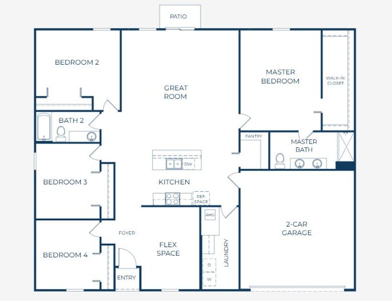 2D floor plan layout for the Iris by Maronda Homes in Spring Hill, Spring Hill, FL (Image 3).