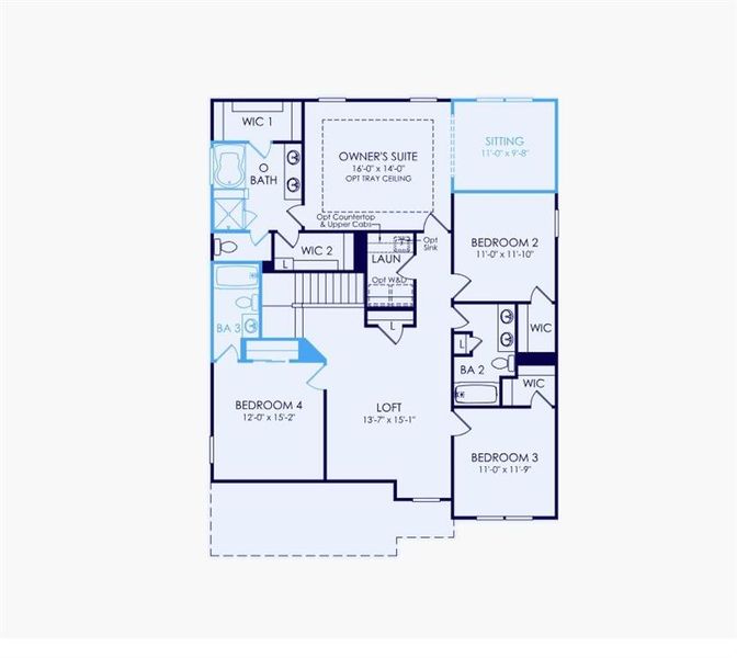 2D floor plan layout of this home in Sierra Creek, Hoschton, GA (Image 3).