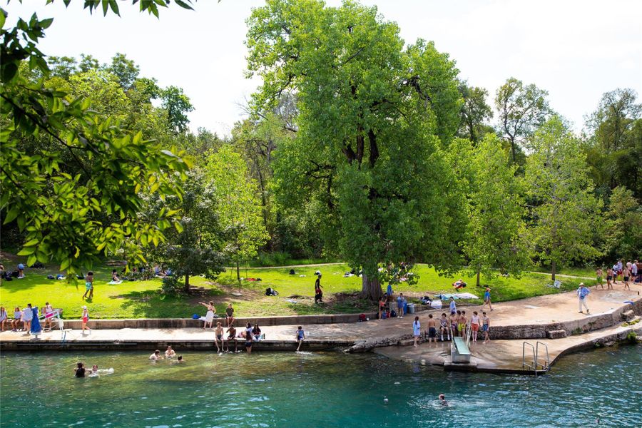 The gem of Austin, Barton Springs, is a natural spring fed pool, that remains aroun d68 degrees year round and is located just over a mile from Zephyr.