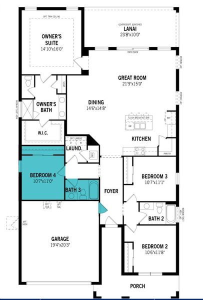 2D floor plan layout of this home in Sunstone Lakeside at Wellen Park, Venice, FL (Image 2). 2D floor plan layout of this home in Sunstone Lakeside at Wellen Park, Venice, FL (Image 2).