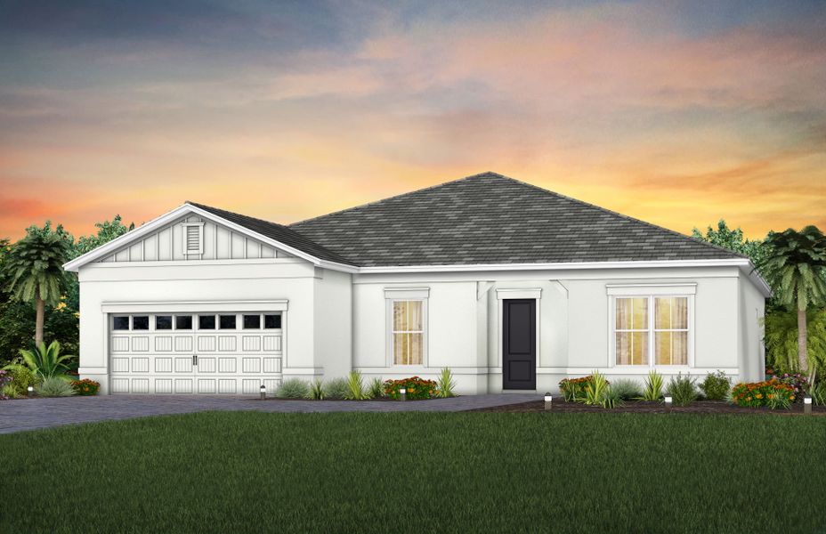 Representative exterior photo of a completed home built from the Stardom by Del Webb in Del Webb at Viera, Melbourne, FL (Image 14). Representative exterior photo of a completed home built from the Stardom by Del Webb in Del Webb at Viera, Melbourne, FL (Image 14).