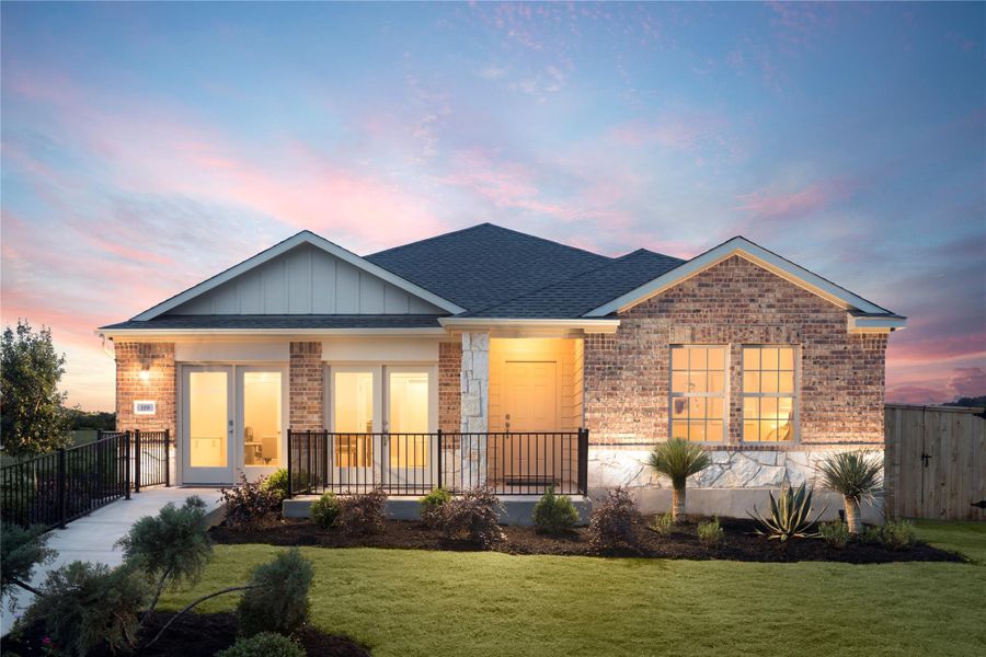 Front exterior of a new home in Clayton Ranch: Classic Collection, Copperas Cove, TX, highlighting curb appeal (Image 1).