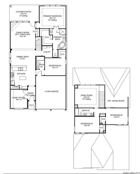 2D floor plan layout of this home in Ladera, San Antonio, TX (Image 2).