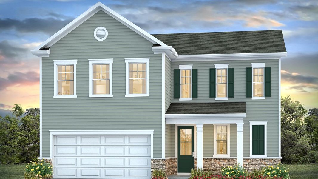 Representative exterior photo of a completed home built from the BELFORT by D.R. Horton in Rich Square at Brunswick Plantation, Ash, NC (Image 1).