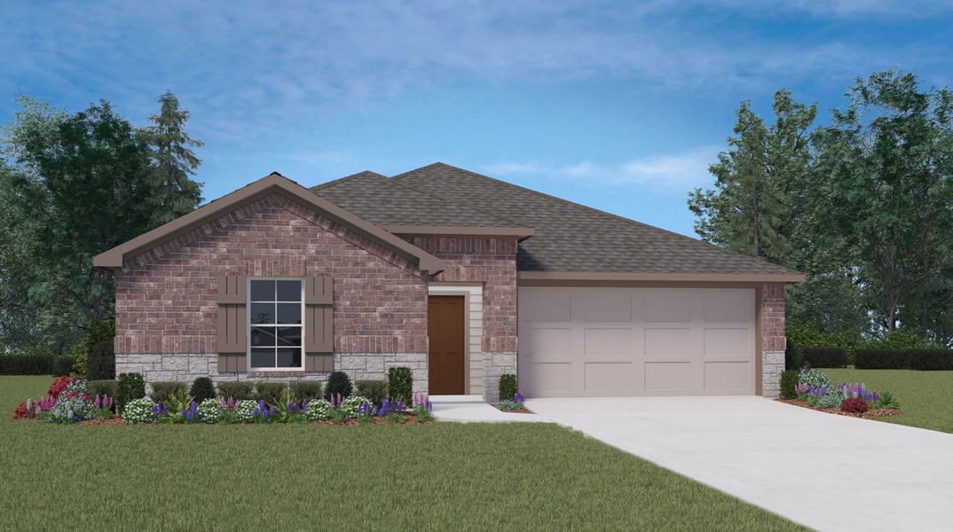 Front exterior of a new home in Somerset at Sinton, Sinton, TX, highlighting curb appeal (Image 2). Front exterior of a new home in Somerset at Sinton, Sinton, TX, highlighting curb appeal (Image 2).