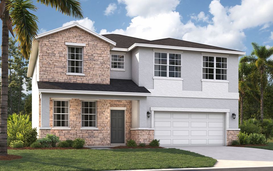 Representative exterior photo of a completed home built from the The Chester by Stanley Martin Homes in Hidden Cove, Eustis, FL (Image 1).