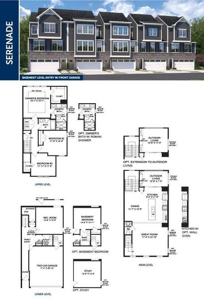 2D floor plan layout of this home in Creek Water Townhomes, Indian Land, SC (Image 3).