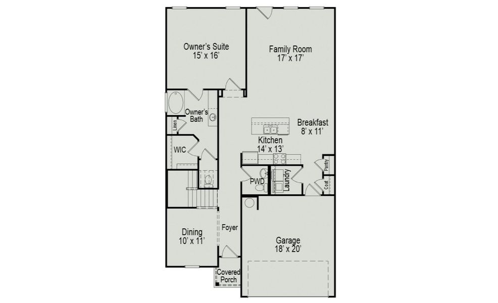 2D floor plan layout for the The Shetland III by Smith Douglas Homes in Sherbrooke, Magnolia, TX (Image 3).