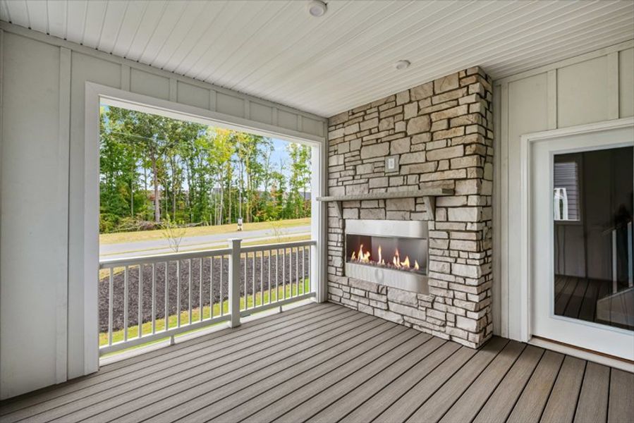 Exterior details and patio area of a home in Townes at The Station, Apex (Image 3).