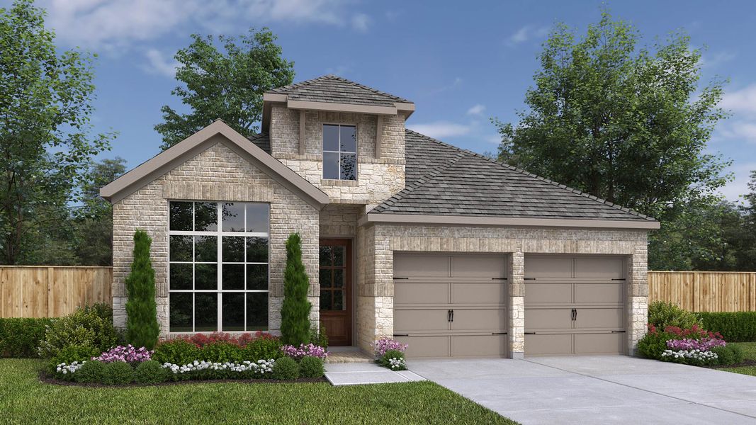 Representative exterior photo of a completed home built from the 2079W by Perry Homes in Santa Rita Ranch Tierra Rosa, Liberty Hill, TX (Image 7).