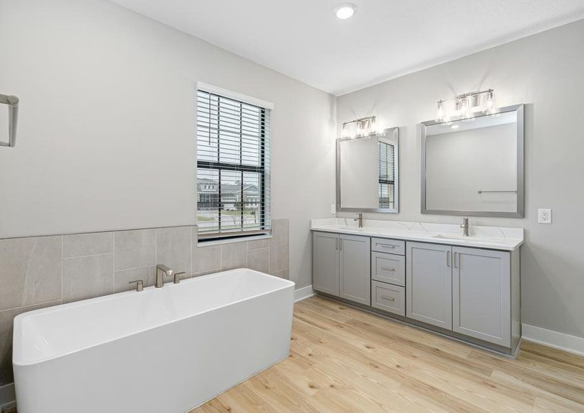 The master bath has a standalone tub.