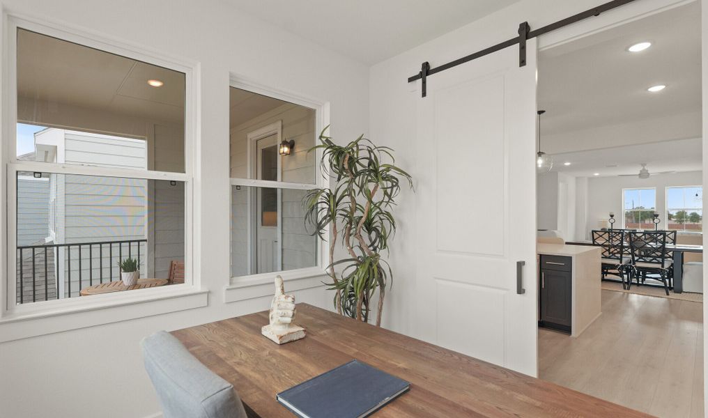 Sunroom with barn door Sunroom with barn door