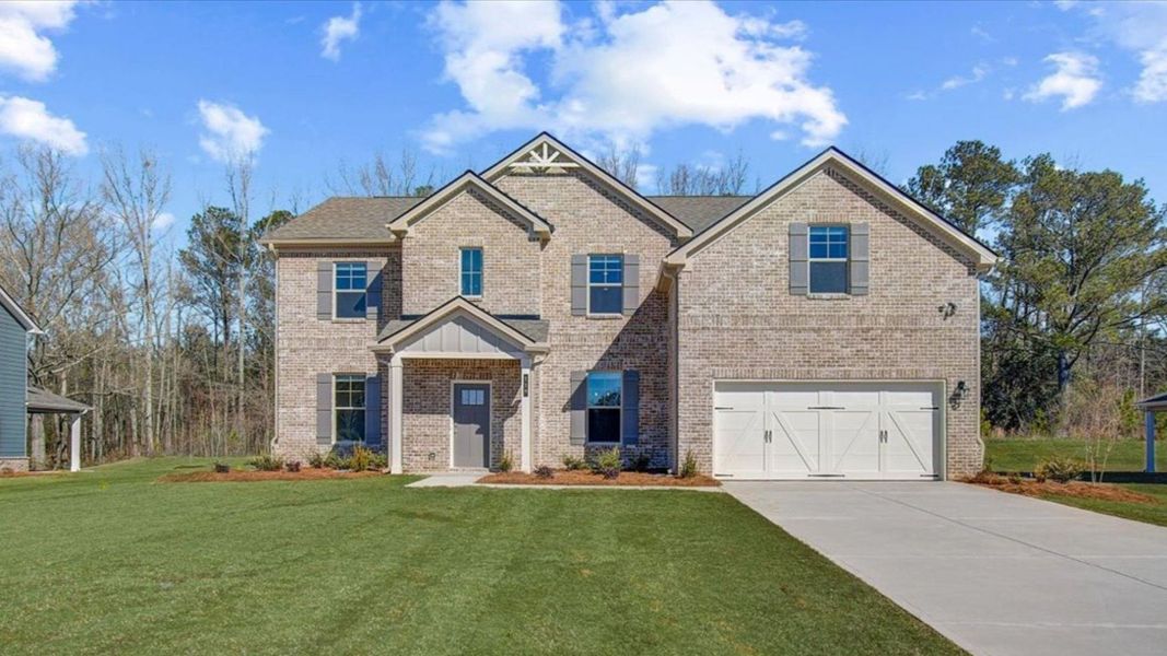 Representative exterior photo of a completed home built from the Meridian II by DRB Homes in Copperfield, Locust Grove, GA (Image 21).