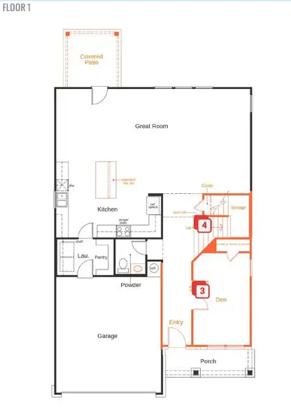 2D floor plan layout of this home in Salerno - Heritage Collection, Round Rock, TX (Image 4).