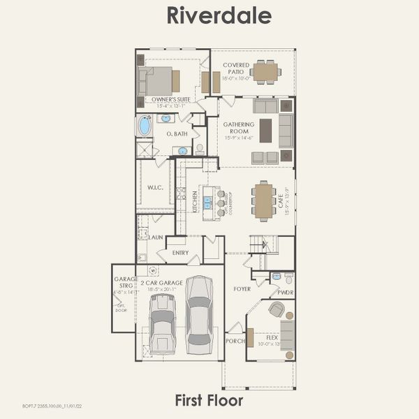 2D floor plan layout for the Riverdale by Pulte Homes in Valencia, Manvel, TX (Image 3).