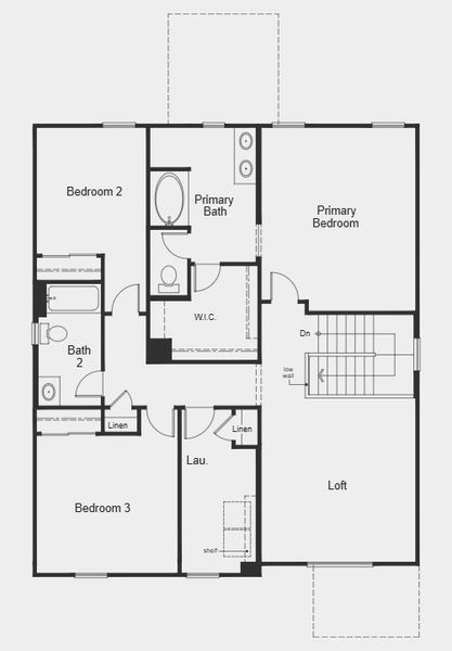 2D floor plan layout for the 2373 Modeled by KB Home in Bella Camino Traditions, San Tan Valley, AZ (Image 4).