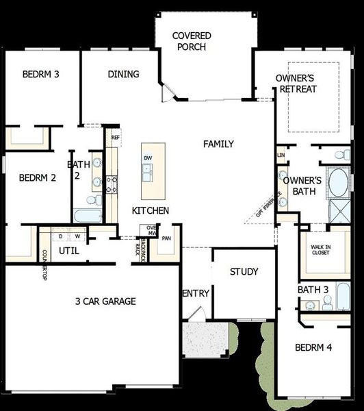 2D floor plan layout of this home in Northshore at Lakewood Village - Garden Series, Lakewood Village, TX (Image 4).