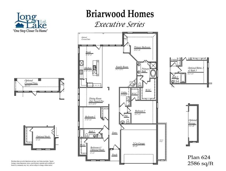 2D floor plan layout for the 624 by Long Lake Ltd. in Grand Magnolia, Magnolia, TX (Image 3).