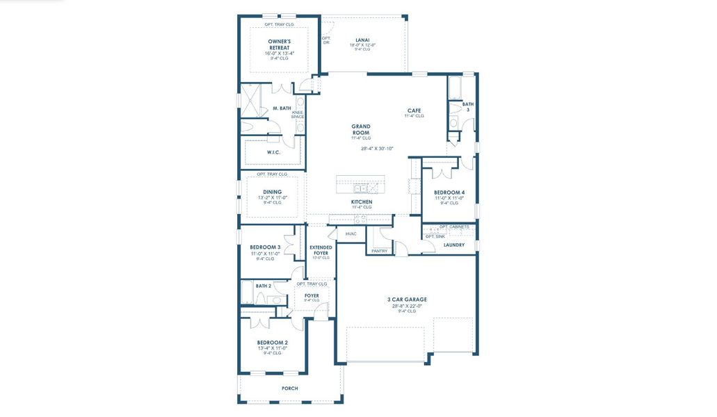 2D floor plan layout for the Hyde Park III by Homes by WestBay in Pasadena Ridge, Zephyrhills, FL (Image 3).