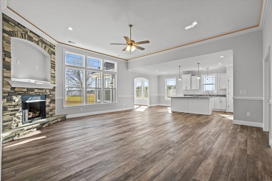 Representative unfurnished interior of a home built from the Roosevelt by Enchanted Homes in Guadalupe Heights, Seguin (Image 12).