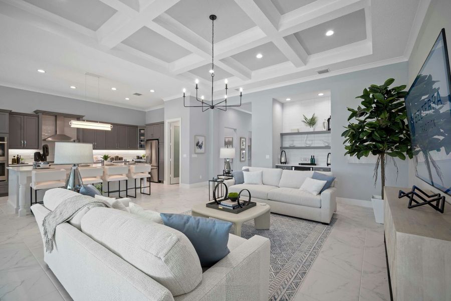 2D floor plan layout for the Mariposa by GHO Homes in Belterra, Port St. Lucie, FL (Image 72).