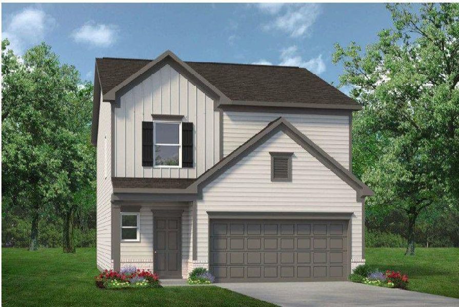 Front exterior of a new home in Fair Oak, Calhoun, GA, highlighting curb appeal (Image 1).