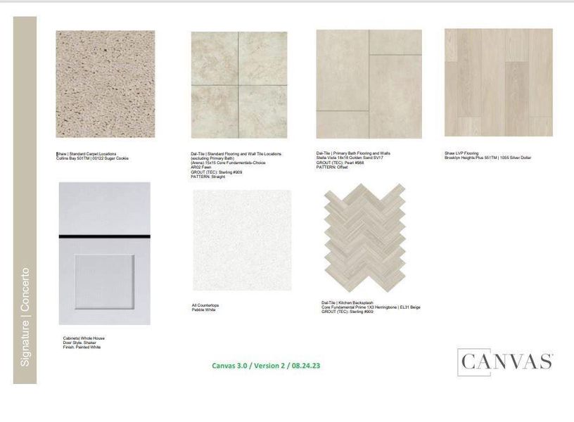 Design Selections.  Home is under construction and selections are subject to change.