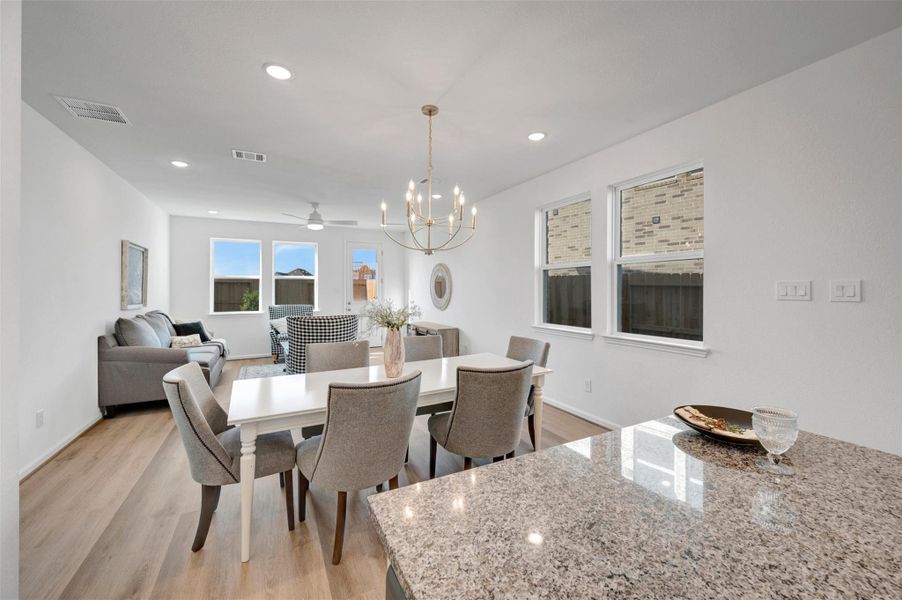 Kitchen overlooks the dining area and great room Kitchen overlooks the dining area and great room