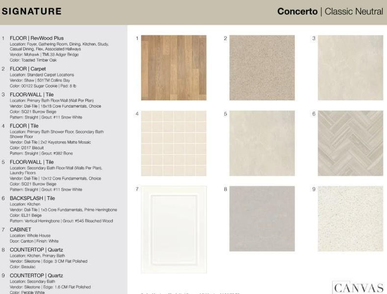 5048 Duval Circle design selections. Home is currently under construction and selections are subject to change.