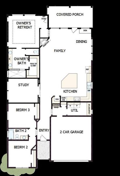 2D floor plan layout of this home in South Pointe  Cottage Series, Mansfield, TX (Image 3).
